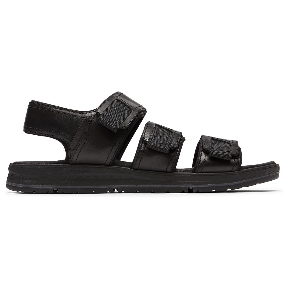 Sandálias Rockport Lucky Bay Dress 3-Band Homem - Pretas ( 940-IMHETU )